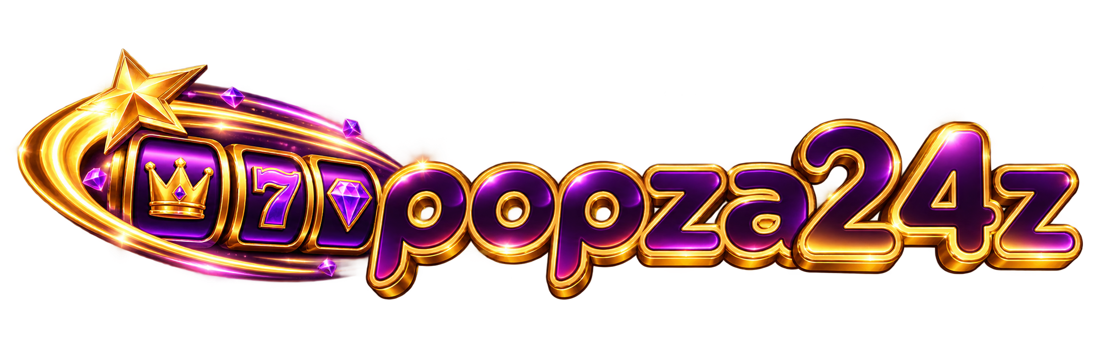 โลโก้ popza24z กับดาวหางและวงล้อม่วงพื้นโปร่งใส